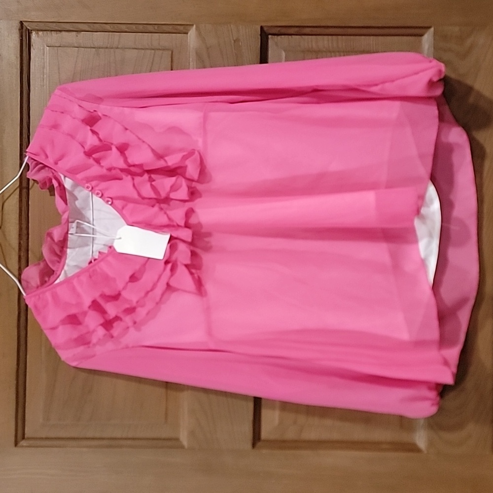 Elegant Pink Ruffled Blouse